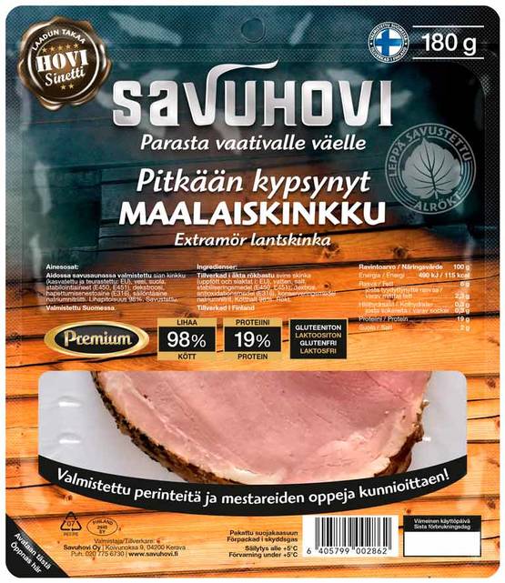 Maalaiskinkku, pitkään kypsynyt 180g - LEIKKELEET - 6405799002862 - 11